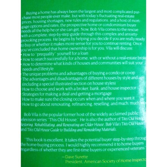 Bob Vila's Guide to Buying Your Dream House by Bob Vila Paperback Topics Novice - Picture 5 of 6